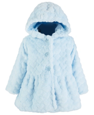 First Impressions Kids' Baby Girls Heart Plush Coat, Created For Macy's In Horizon Blue
