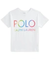 POLO RALPH LAUREN BIG GIRLS RAINBOW LOGO JERSEY T-SHIRT