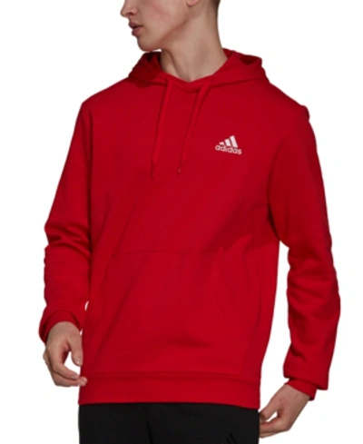 Adidas Originals Adidas Men's Feel Cozy Essentials Fleece Pullover Hoodie In Scarlet