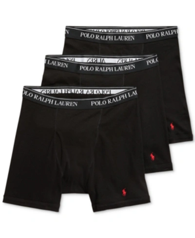 Polo Ralph Lauren Men's 3-pack Big & Tall Cotton Boxer Briefs In Polo Black