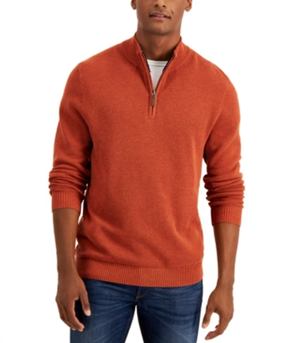 Club Room Men's Quarter-zip Merino Wool Blend Sweater, Created For Macy's In Red Plum
