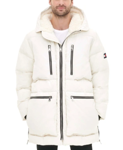 Tommy Hilfiger Men's Fashion Shine Quilted Hooded Puffer Jacket In White