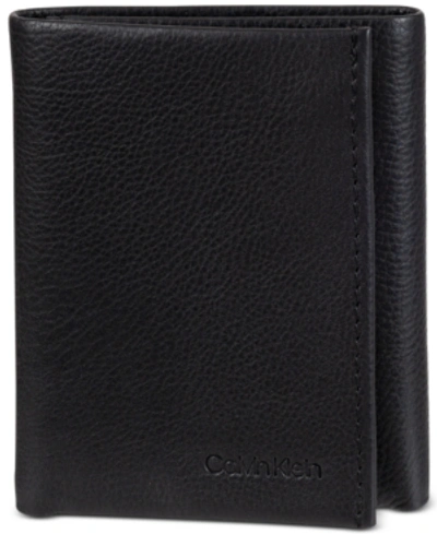 Calvin Klein Men's Soft Milled Trifold Wallet In Black
