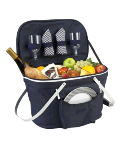 Picnic At Ascot Collapsible Insulated Picnic Basket In Navy