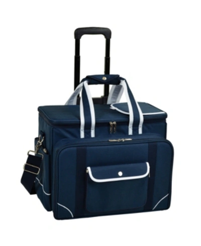 Picnic At Ascot Ultimate Picnic Cooler For 4 With Accessories And Wheeled Cart In Blue