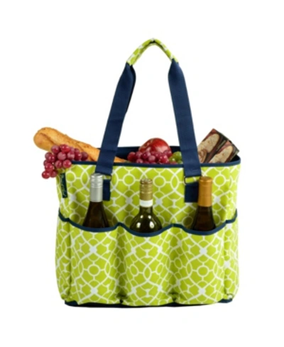 Picnic At Ascot Large Insulated Six Pocket Travel Bag-zip Top - Leak Proof Lining In Green