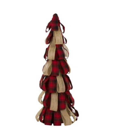 Glitzhome 16.93"h Plaid Burlap Table Tree In Multi