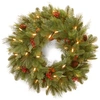 NATIONAL TREE COMPANY NATIONAL TREE 24" NOELLE WREATH WITH 30 SOFT WHITE LED BATTERY OPERATED LIGHTS