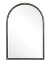 3R STUDIO ARCHED METAL FRAMED WALL MIRROR WITH DISTRESSED FINISH, BLACK
