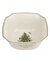 Spode Christmas Tree Gold Square Bowl In White Multi
