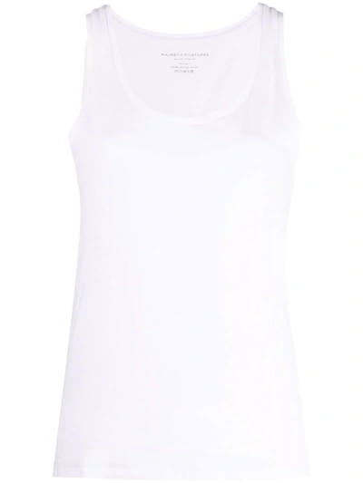 Majestic Soft Touch Crewneck Tank Top In White