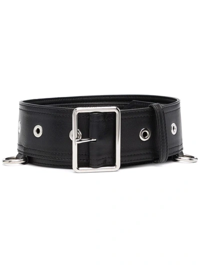 Alexander Mcqueen Eyelet-embellished Leather Belt In Black