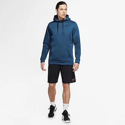 Nike Therma Men's Pullover Training Hoodie In Obsidian/brigade Blue/heather/black