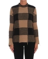 Red Valentino Cotton Sweater With Beige And Black Macro Vichy Pattern In Brown