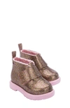 Mini Melissa Kids' Faux Fur Lined Chelsea Boot In Pink Glitter Multi