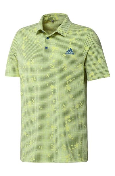 Adidas Golf Primegreen Night Camo Polo In Pulse Yellow/ Focus Blue