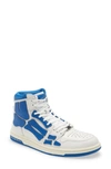 Amiri Skel-top Colour-block Leather High-top Sneakers In White/ Blue