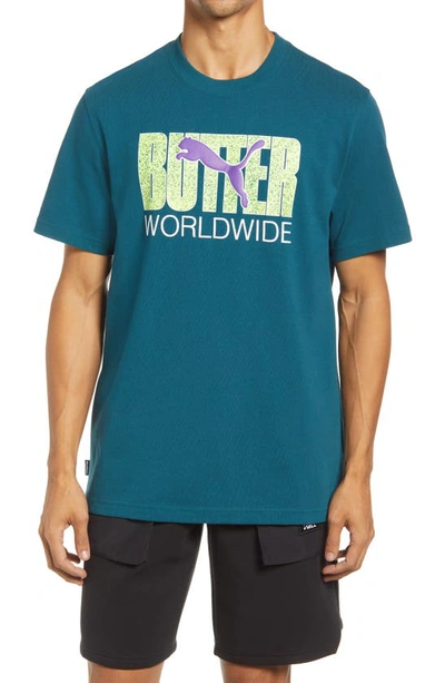 Puma X Butter Goods Logo Graphic Tee In Deep Teal