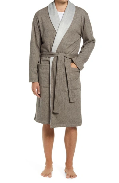 Ugg Robinson Contrast Trim Dressing Gown In Wolf Grey