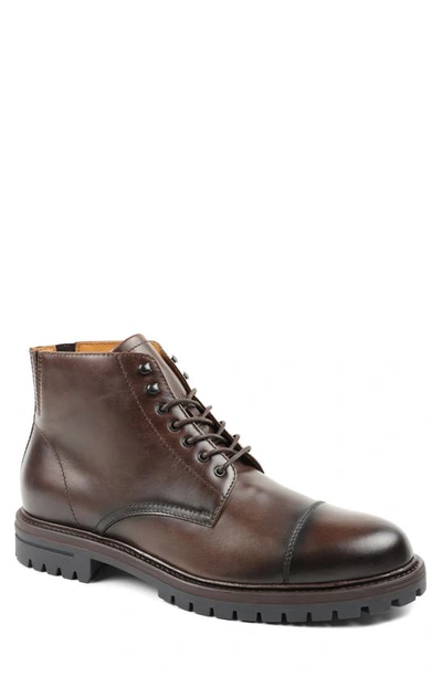 Bruno Magli Hunter Stretch Lace-up Leather Boot In Dark Brown