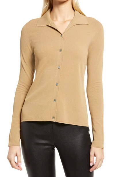 Vince Seamless Button-up Polo In Amber Light