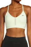 Nike Indy Mesh Inset Sports Bra In Lime Ice/rattan/lime Ice/black
