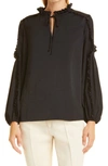 Kobi Halperin Perri Ruffle Sleeve Blouse In Black