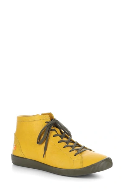 Softinos By Fly London Ibbi Lace-up Sneaker In Ochre Supple Leather