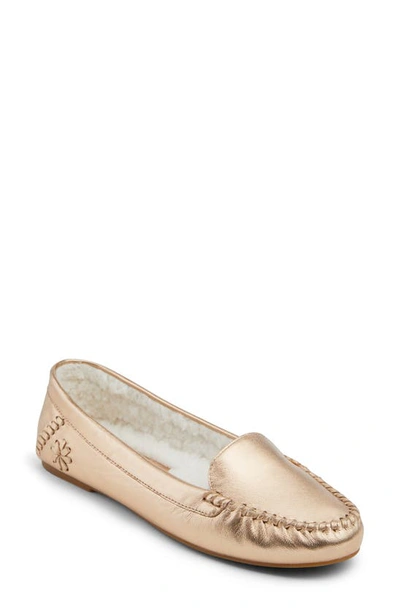 Jack Rogers Millie Sherpa-lined Mocassin Loafers In Platinum