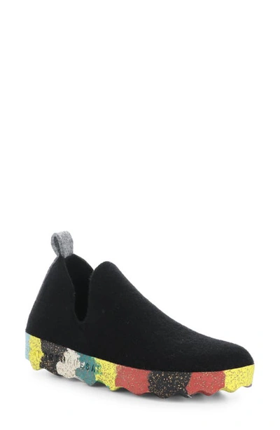 Asportuguesas By Fly London City Sneaker In 050 Black/ Multi Tweed/ Felt