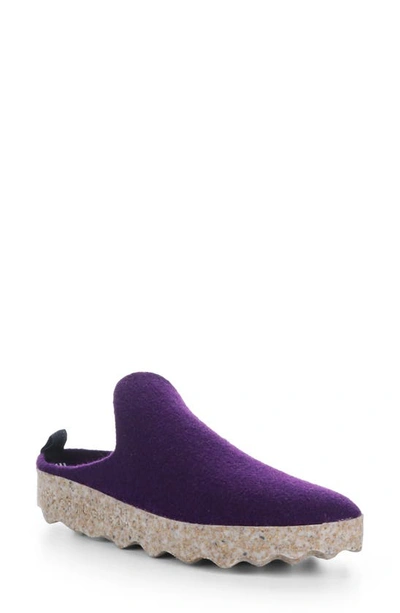 Asportuguesas By Fly London Fly London Come Sneaker Mule In Dark Purple Tweed/ Felt