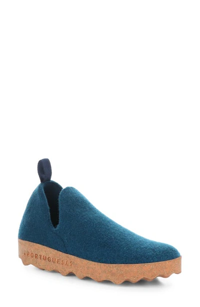 Asportuguesas By Fly London City Sneaker In 042 Peacock Blue Tweed/ Felt