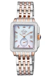 Gv2 Bari Mother Of Pearl Diamond Bracelet Watch, 34mm X 30mm In Two Tone Gold/ Ss