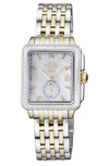 Gv2 Bari Mother Of Pearl Diamond Bracelet Watch, 34mm X 30mm In Two Tone Rose Gold / Ss