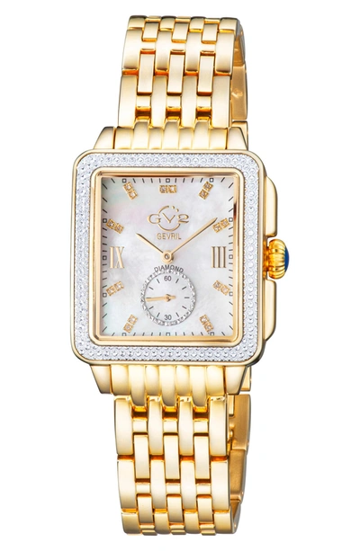 Gv2 Bari Mother Of Pearl Diamond Bracelet Watch, 34mm X 30mm In Gold