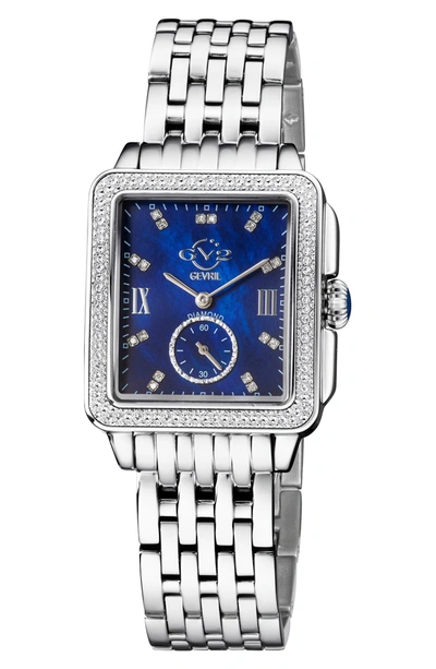 Gv2 Bari Mother Of Pearl Diamond Bracelet Watch, 34mm X 30mm In Silver