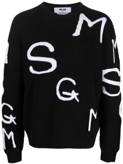 Msgm Logo Print Sweatshirt In Schwarz