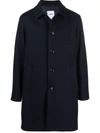 Aspesi Single-breasted Blue Wool Coat In Blau