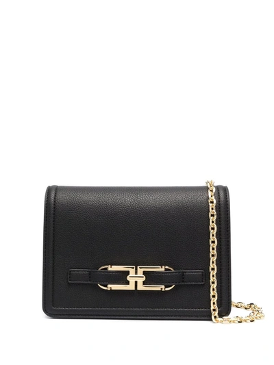 Elisabetta Franchi Logo-plaque Horsebit Leather Crossbody Bag In Schwarz