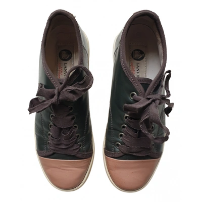 Pre-owned Lanvin Leather Trainers In Anthracite