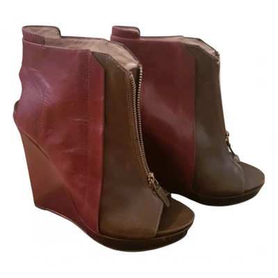 Pre-owned Derek Lam Leather Ankle Boots In Burgundy
