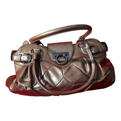 Pre-owned Ferragamo Sofia Leather Handbag In Metallic