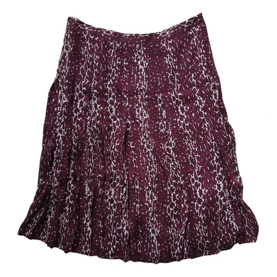 Pre-owned Burberry Silk Mid-length Skirt In Burgundy