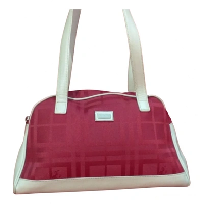 Pre-owned Burberry Cloth Bowling Bag In Burgundy