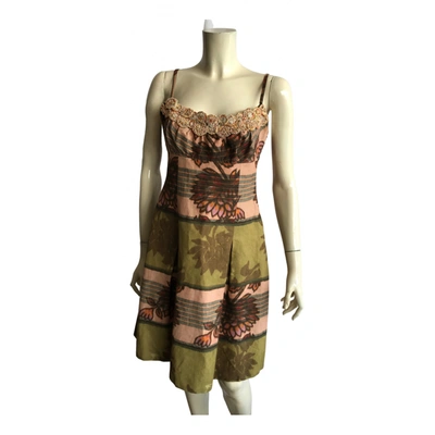 Pre-owned Tara Jarmon Linen Mid-length Dress In Multicolour