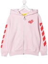 OFF-WHITE PINK AND RED ROUNDED KIDS HOODIE,OGBE001F21FLE001 3025