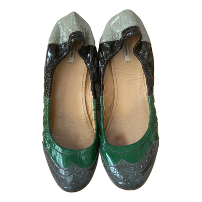 Pre-owned Miu Miu Patent Leather Ballet Flats In Green