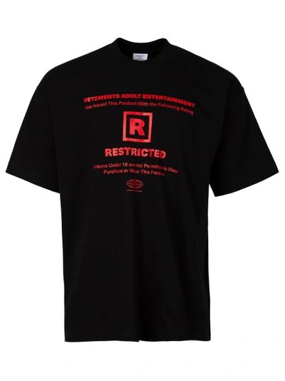 Vetements 18+ Restricted T-shirt Black | ModeSens