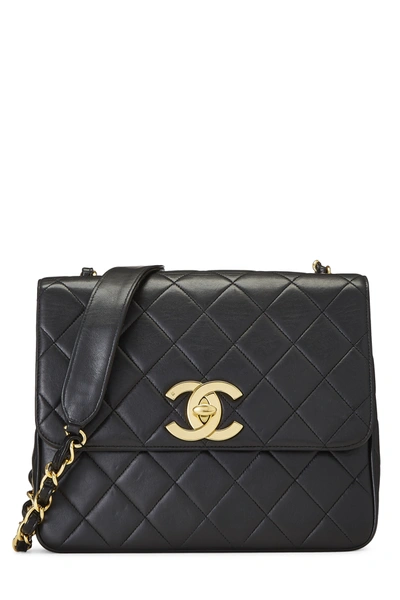 Pre-owned Chanel Black Quilted Lambskin 'cc' Square Shoulder Bag