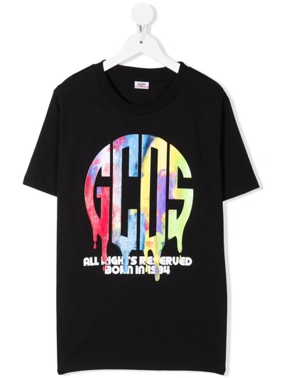 Gcds Kids' Logo-print T-shirt In 黑色